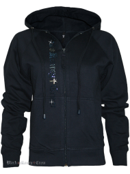 Damen Strass Hoodie Blue Money